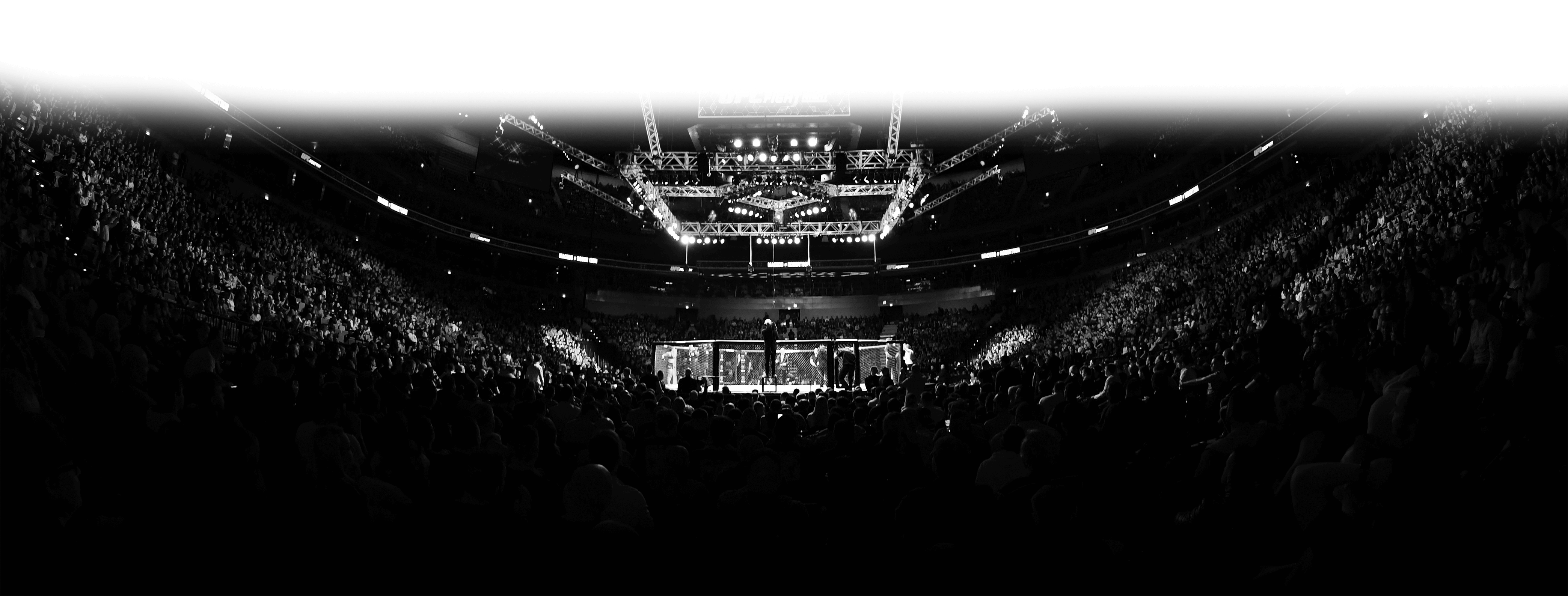UFC black and white stadium lights and ring